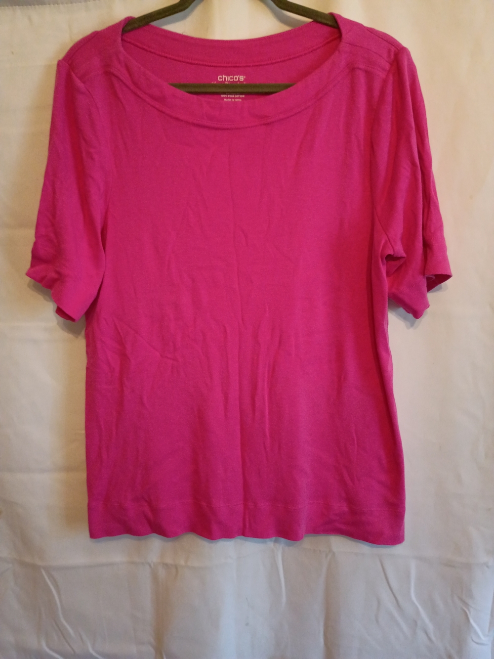 Chico's Womens Short Sleeve Crewneck Top - Fuchsia Pink Size 3/XL.